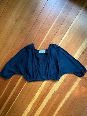 Hackwith Design House Black Cotton Cropped Blouse - Size XS/S